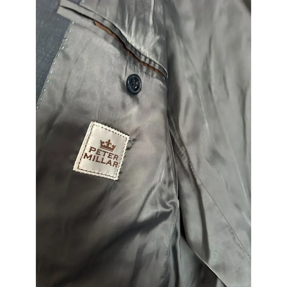 Peter Millar Men’s Gray 100% Wool Blazer Sport Coat 44R Made in Canada